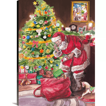 Santa with Gifts & Tree - Wrapped Canvas Graphic Art - The Fox Decor